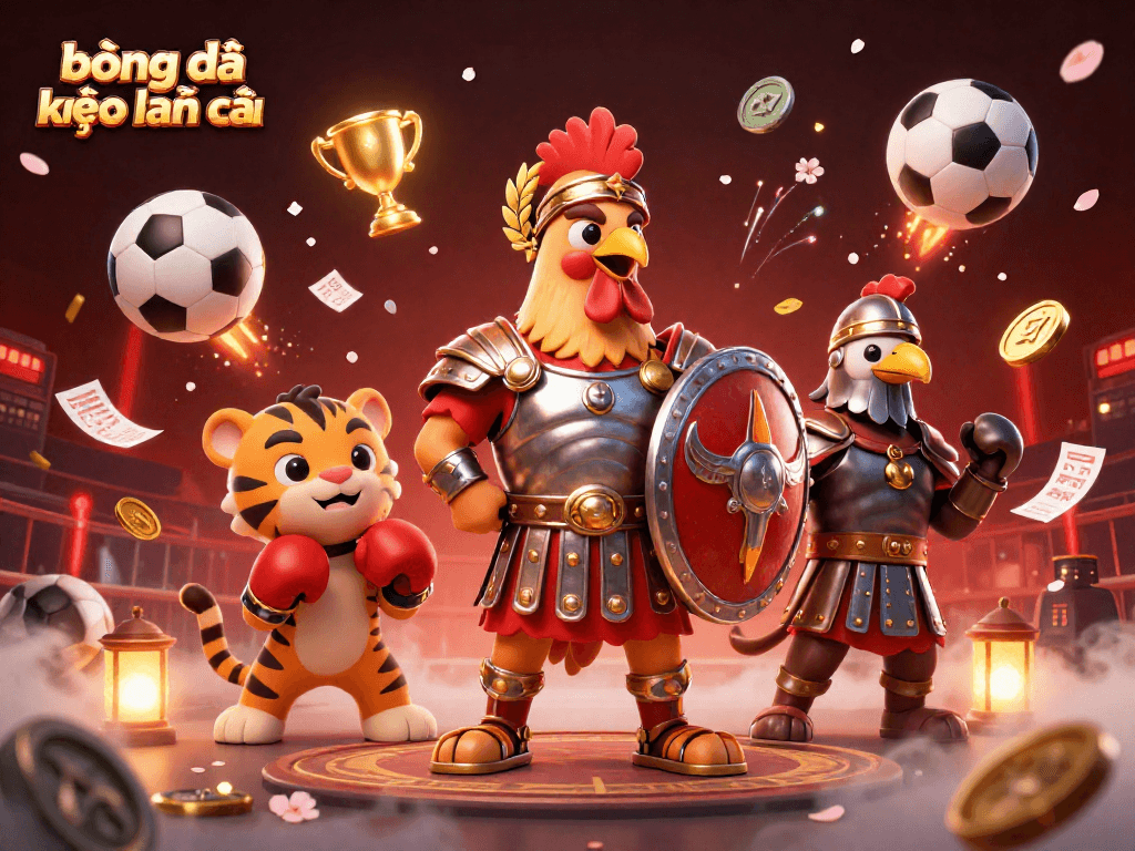 Engage with bóng đá kèo nhà cái in an exciting sports betting arena illustration filled with dynamic action.