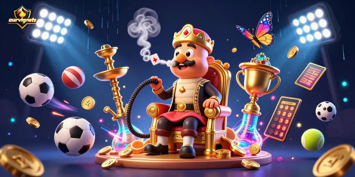 Engage with eurvlgnete's vibrant 3D casino scene featuring character and sports elements.
