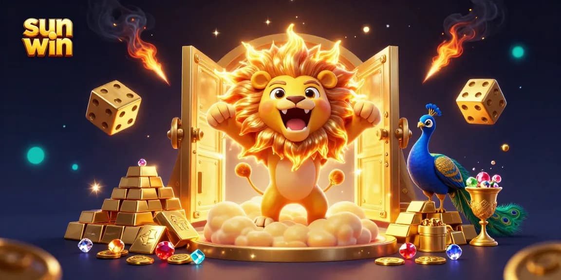 Experience the thrill of winning with sun win in this vibrant casino-inspired 3D illustration.