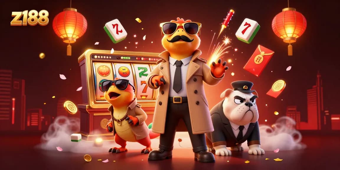Experience gaming excitement at z188 with three cartoon raptors attempting a clever disguise at a VIP casino.