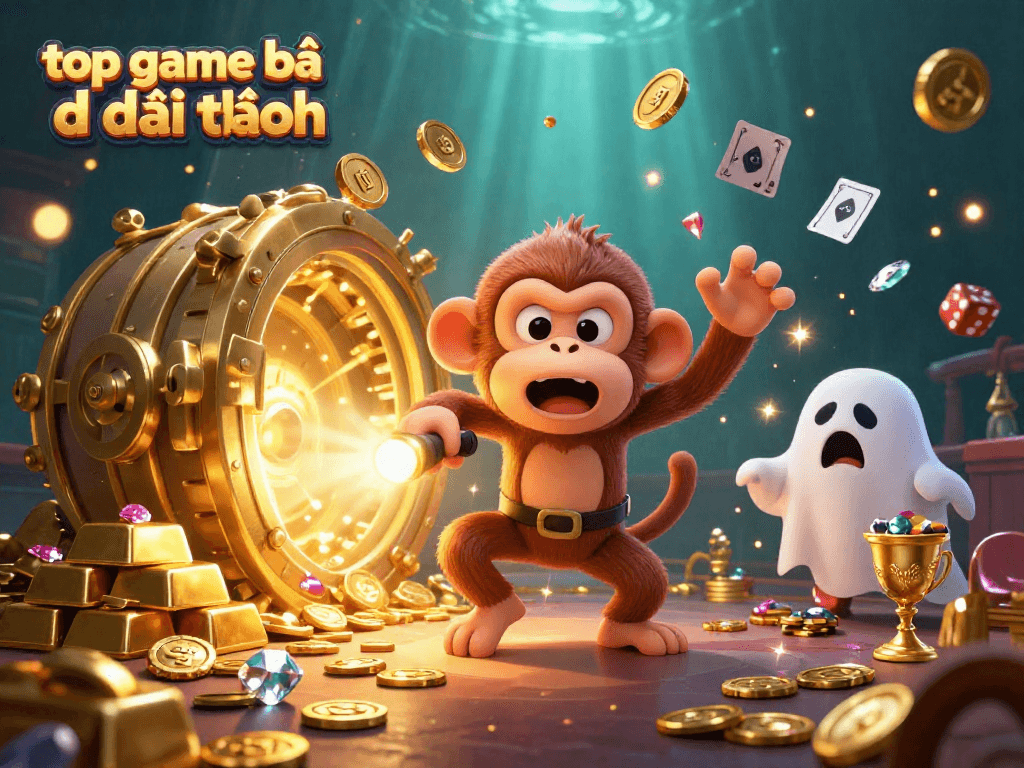 Engaging illustration showcasing top game bài đổi thưởng with lively casino elements and dynamic character interaction.