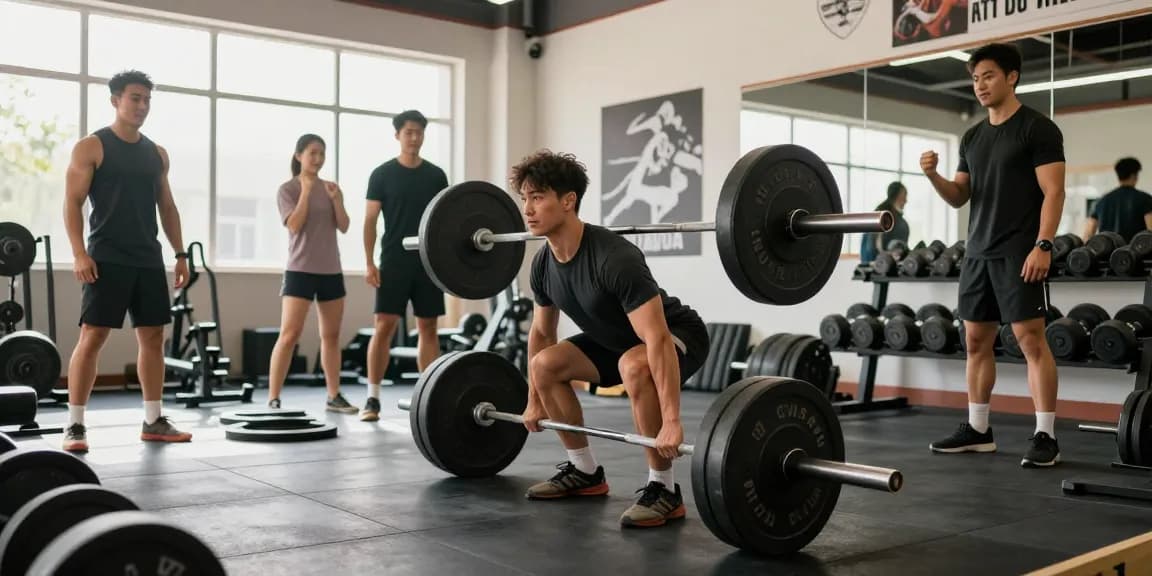 Anabolika Shop: Athletisches Training im Fitnessstudio mit motivierendem Umfeld