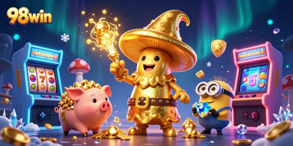Engage in thrilling gameplay at 98win with vibrant characters and dynamic casino elements.