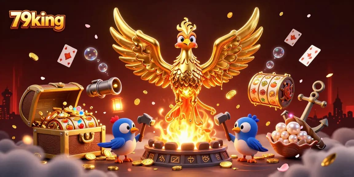 Engage in winning strategies with 79king's dynamic slots scene featuring a molten gold phoenix.