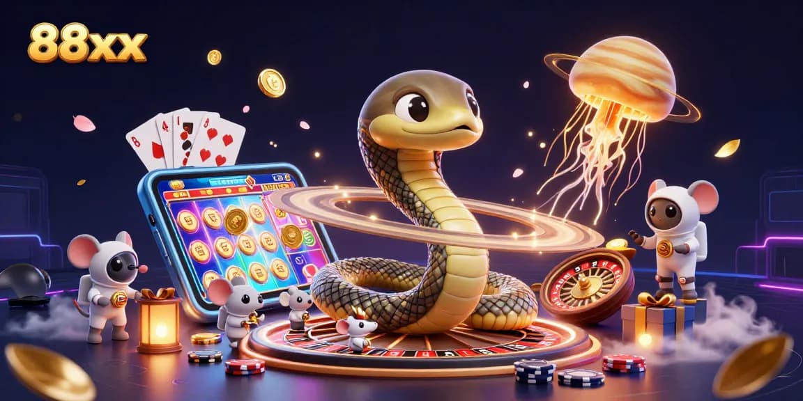 Bets soar on the 88xx roulette wheel as astronaut mice gamble around a cosmic dealer jellyfish.