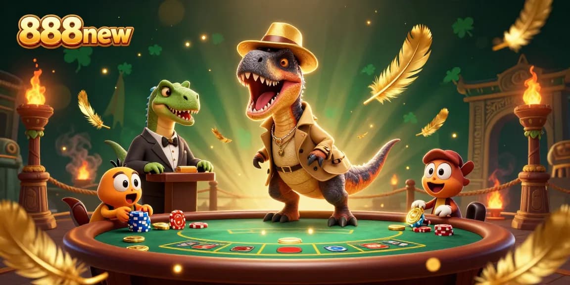 Engage in thrilling action at 888new's casino with a velociraptor card counter and stegosaurus pit boss.