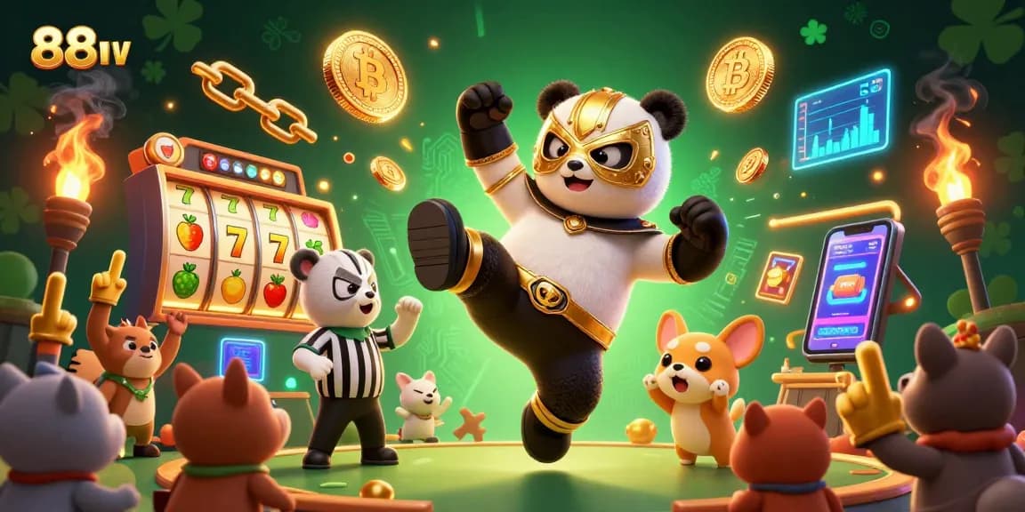 Experience the thrill of 88vv slots with a vibrant panda wrestler in action!