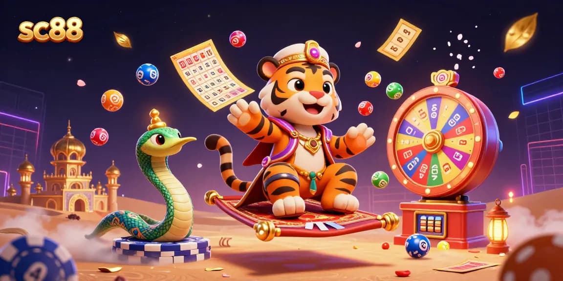 Experience the vibrant world of sc88 with a magical casino adventure featuring a tiger sultan and dynamic game elements.