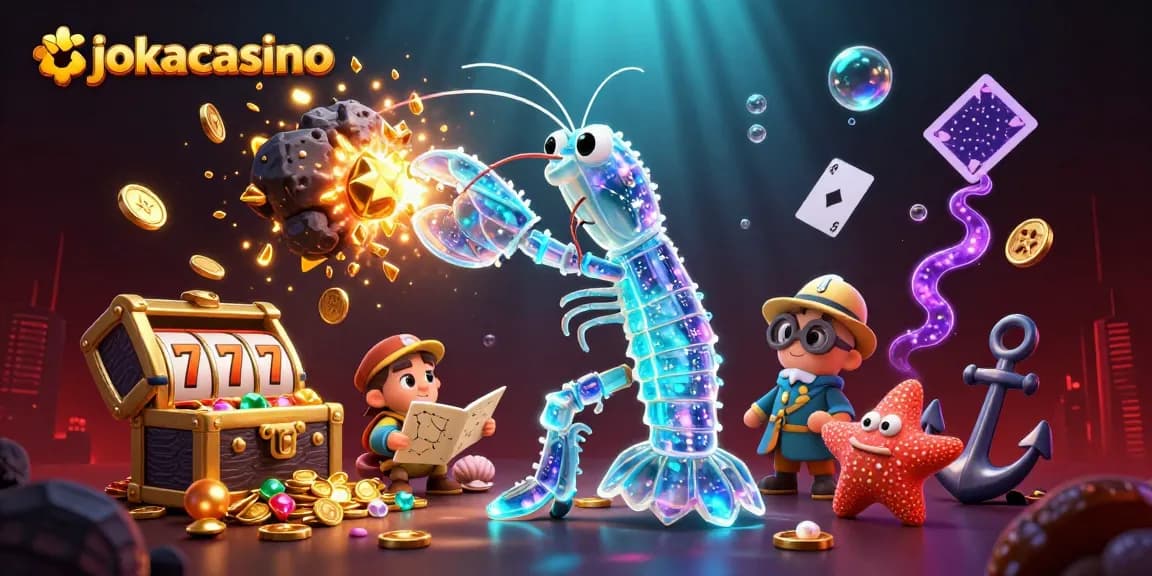 Engage with jokacasino's vibrant 3D illustration featuring galactic action and gaming elements.