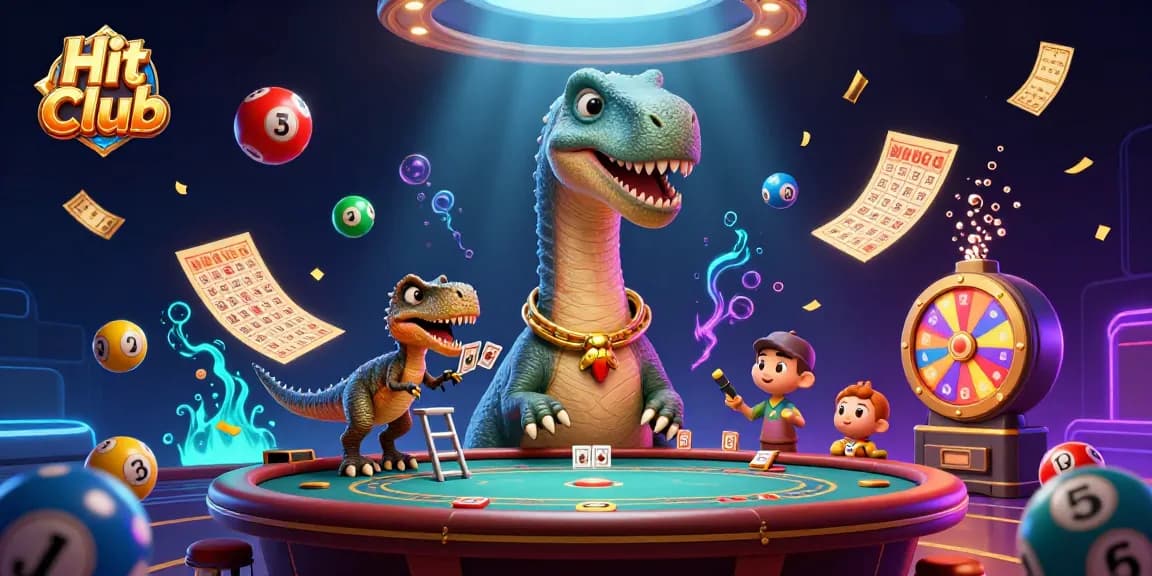 Engage in thrilling gameplay at Hit Club's dynamic 3D casino scene packed with vibrant elements.