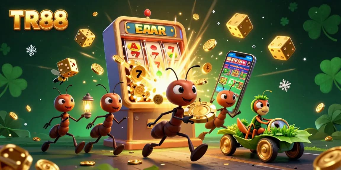 Join the excitement at TR88, where ants run a heist with a giant poker chip amid jackpot explosions and casino thrills.