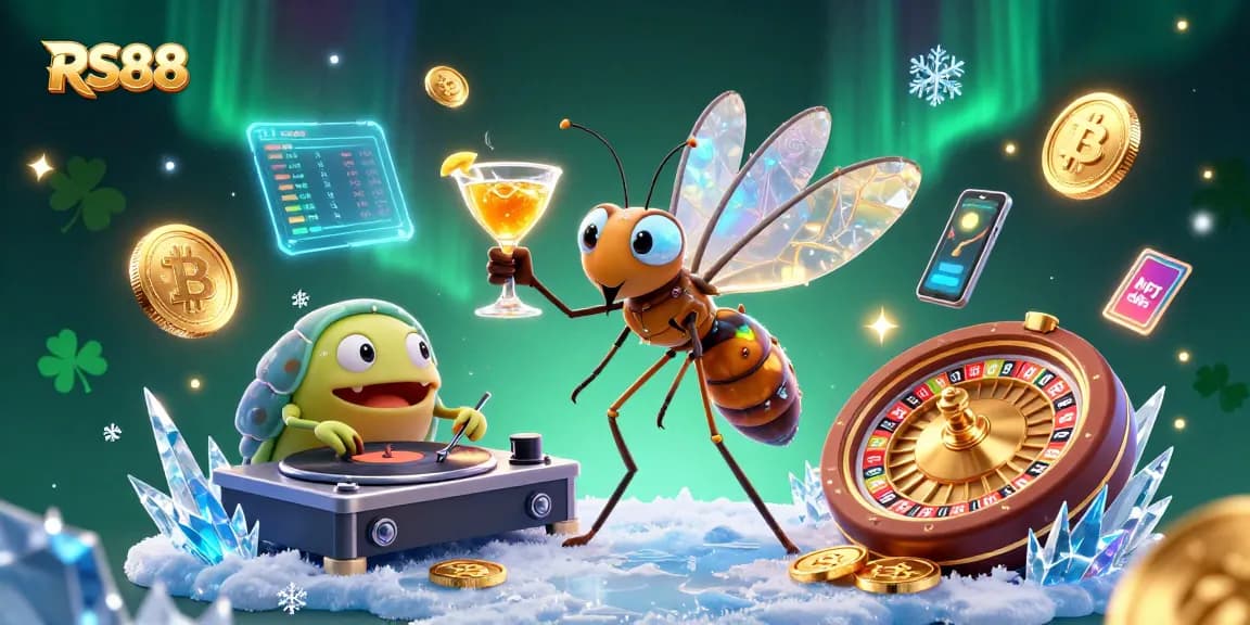 Spin the golden roulette wheel with RS88's lively casino mascot, bringing gaming excitement alive.