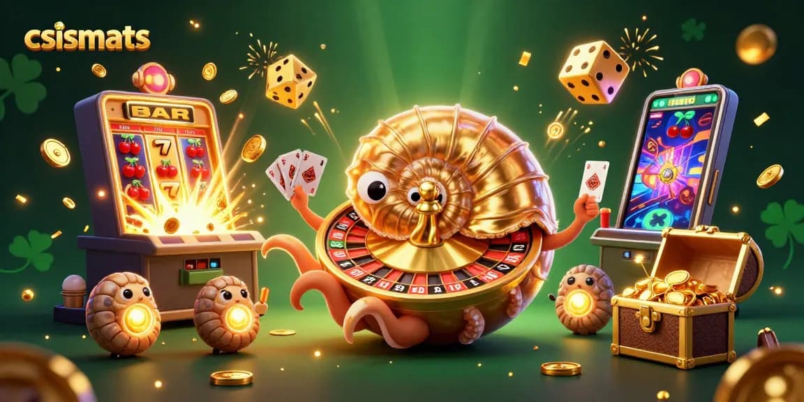 Engage with csismarts as the giant nautilus spins a roulette wheel surrounded by vibrant casino elements.