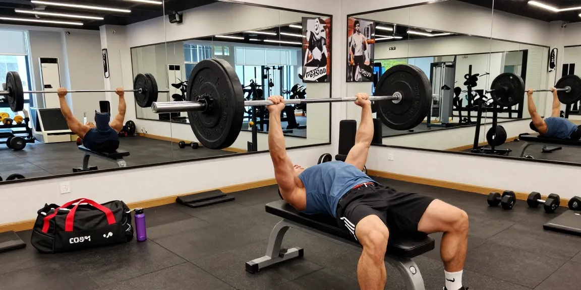 Utinon Steroids Shop: Athlet beim Bankdrücken mit hochwertigen Fitnessgeräten im modernen Gym