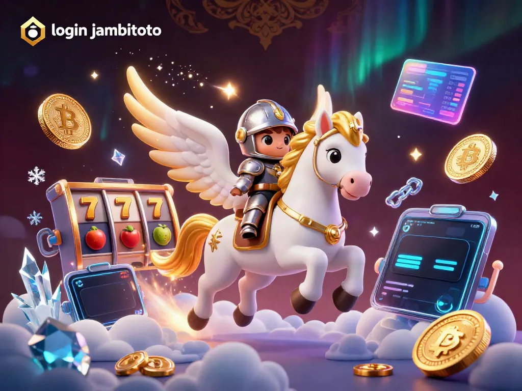 Engage with login jambitoto using dynamic slot reels, illuminated crypto coins, and an adventurous knight.