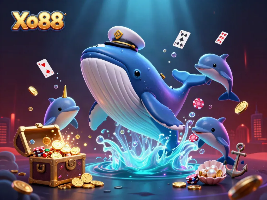 Experience thrilling gambling adventures with Xo88 in a vibrant underwater casino scene.