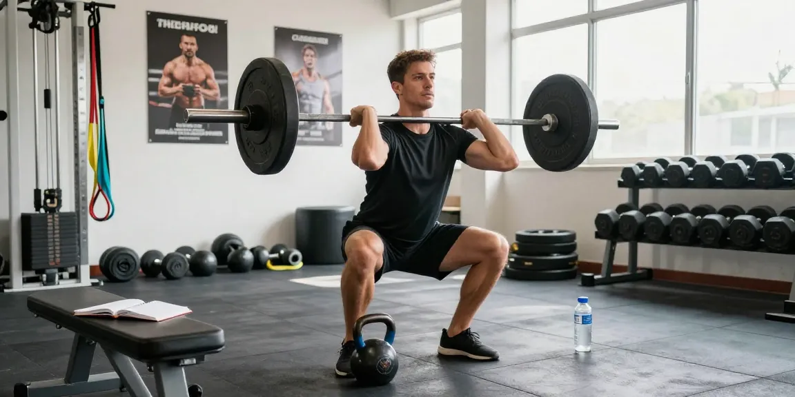 Anabolika kaufen für Muskelaufbau in einem dynamischen Fitnessstudio mit einem konzentrierten Sportler beim Gewichtheben.