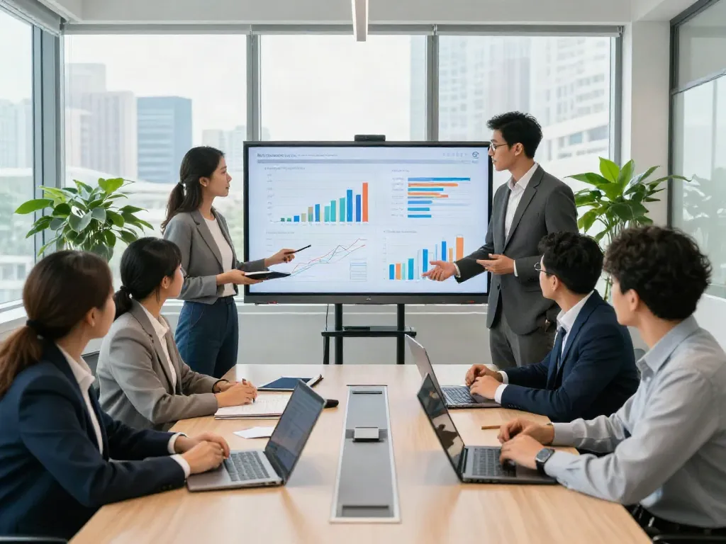 Professionelles Team bei eltz-personal.de diskutiert Strategien in modernem Büro.