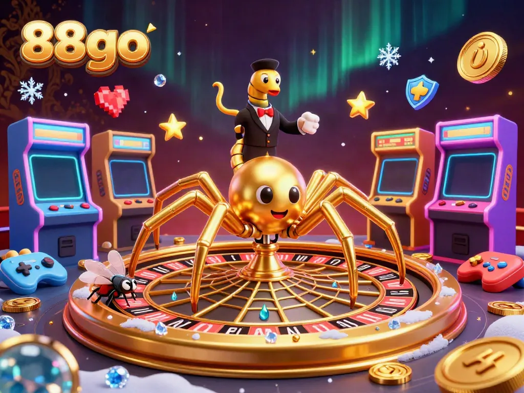 Bet on 88go's colorful casino world with a spider roulette wheel scene.