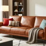 Entdecken Sie die besten Preise für Baxter Ledersofas in einem stilvollen Wohnzimmer-Ambiente mit eleganter Dekoration.