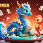 Play exciting poker games at LUWAKPOKER with unique characters in a vibrant 3D scene.