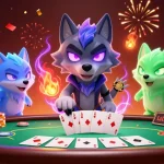 CakhiaTV enhances your poker experience with vibrant wolf characters in a dynamic casino scene.