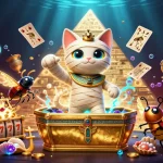 Win big with OKVND com in this vibrant, illustrated pyramid casino scene.