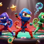 Engage with nbet2026 through a vibrant casino scene featuring ninja chameleons and poker elements.