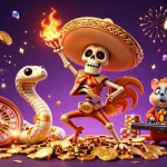 Celebrate wins at ta88com with a 3D illustration of dancing characters and casino elements.
