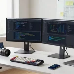 在现代办公环境中，quickq官网软件开发者使用双屏显示器编程，展现专业与创造力。