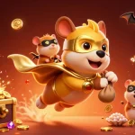 88i casino scene with a superhero dog and hamster flying, surrounded by vibrant gaming elements