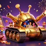 Win with 7C777 in this vibrant 3D casino scene featuring engaging game elements and celebration.