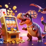 g28 casino illustration with dinosaurs, jackpots, and dynamic gaming elements.