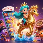 Experience Luck8's excitement with vibrant casino games and animated characters in a 3D scene.