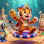 Engage with the vibrant slots action at kim66, featuring an Arabian sultan amidst flying symbols and treasures.