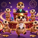 Engage with gg88 bz by experiencing a vibrant casino scene filled with meerkats gaming and celebrating.
