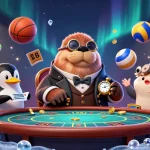 Experience thrilling action at ko66 with a jolly walrus playing poker underwater among dynamic elements like betting slips and sports balls.